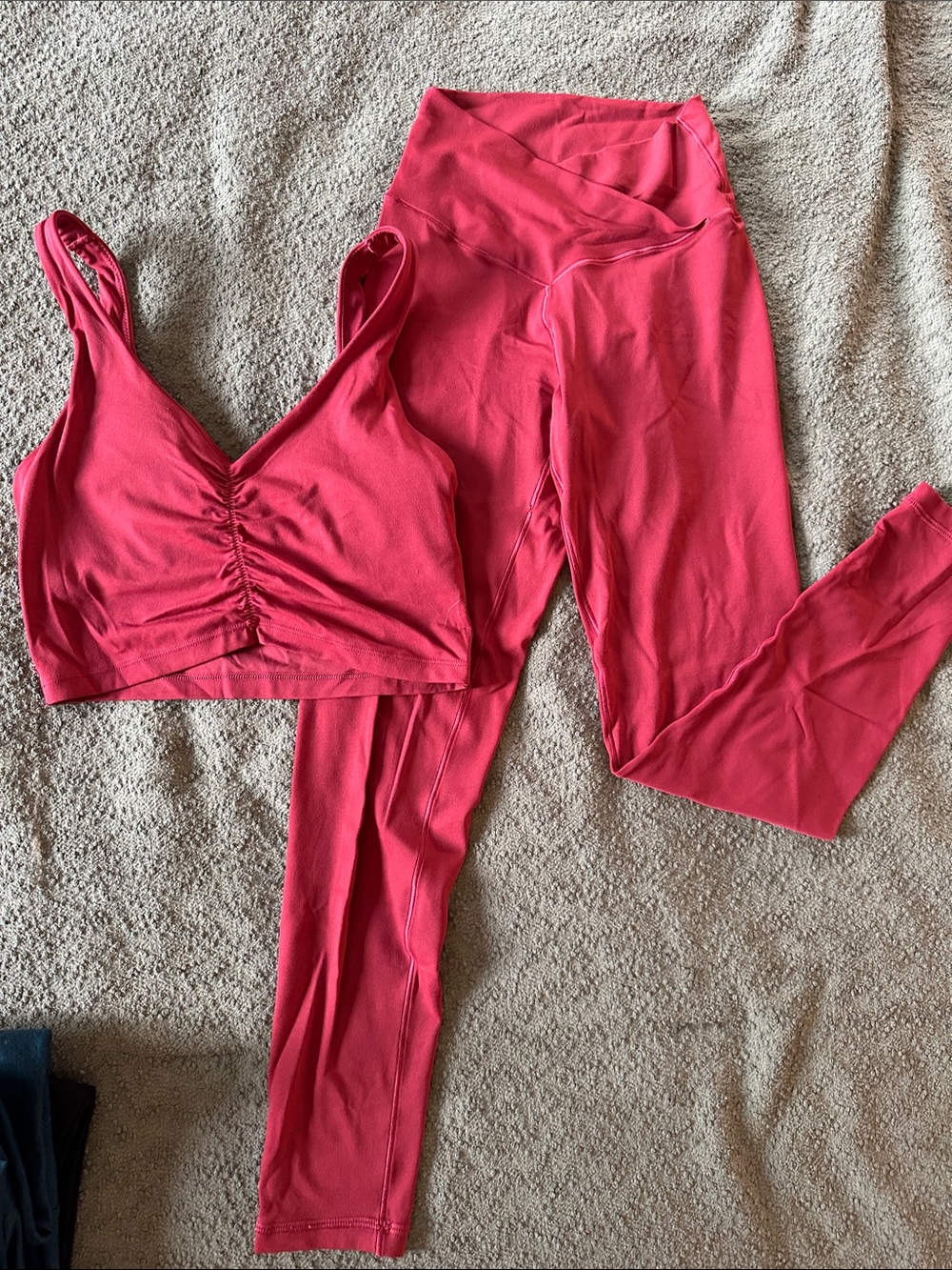 aerie red V-Neck Sports Bra & High-Waist Leggings Set
